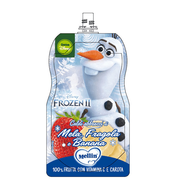 015345d37420598685b1073ccb705aa9 Mellin Pouch Disney Frozen Mela Fragola Banana gr.110 - immagine 1