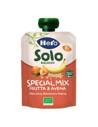 027810d174bf7871dbcfff66218a9476 Hero Baby Pouch Bio Nutrivita gr.100 Frutta+Cer. - Albicocca, Banana, Avena - immagine 1
