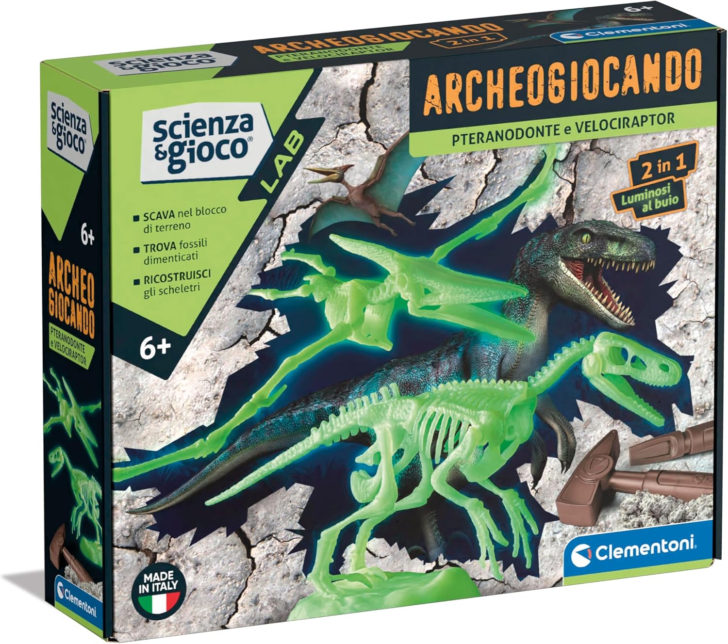 02f9aadbd7c5163ae5d218e5fe7e5aa9 Clementoni Archeogiocando - Pteranodonte e Velociraptor - immagine 1
