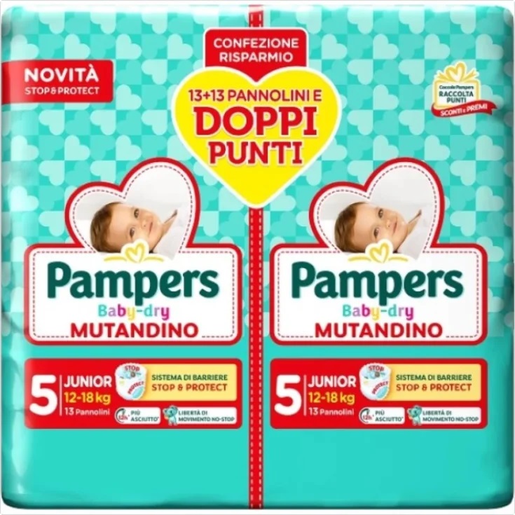 0474ccc36f1a145486627a4722ec674b Pampers Babydry Mutandina Duo Junior 26 pz. - immagine 1