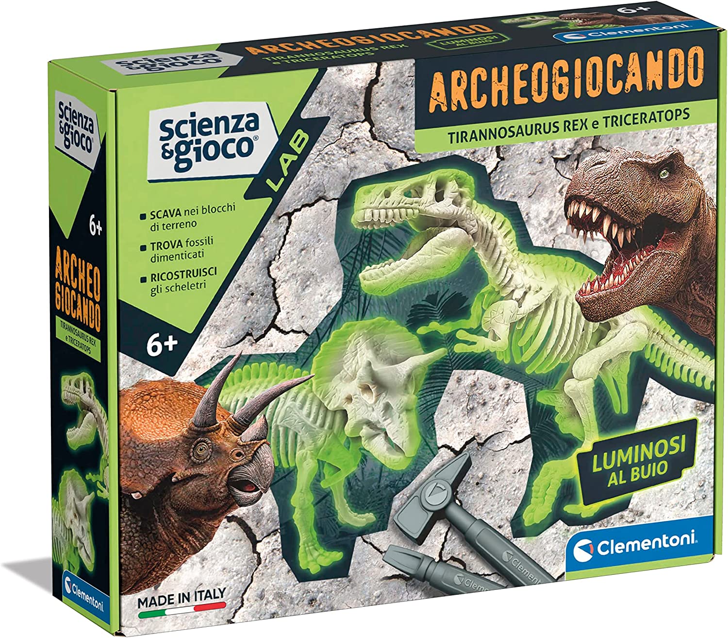 04f0dcb07b6a943bf3b967b5facd6acb Clementoni Archeogiocando T-Rex & Triceratopo - immagine 1