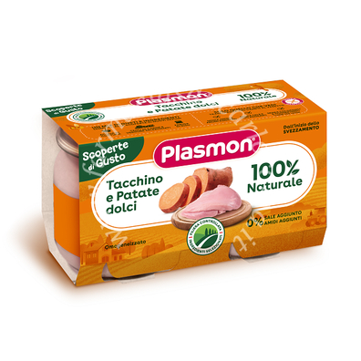 05cbc86bd482a38cd46265031e6521a9 Plasmon Omogeneizzato 2x120 gr Tacchino e Patate Dolci - immagine 1