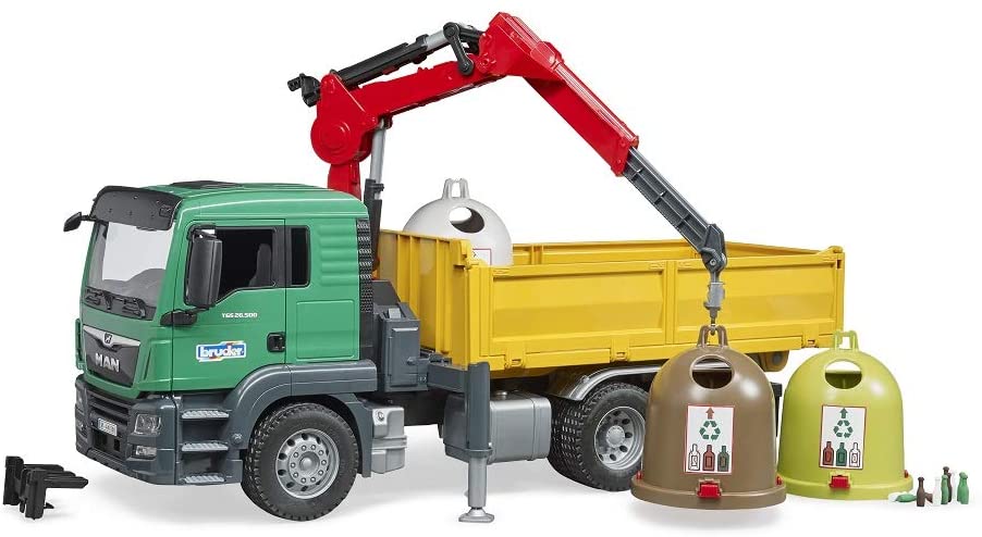 086fd4ac2eefa6d00d4efc9236e4c090 Bruder Camion Man Ribaltabile con Campane Raccolta Vetro - immagine 1