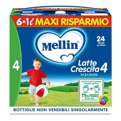 0bc0dfe9cec33033cfcc2f51ca4b61af Mellin 4 Latte Crescita Ml.1000x6 Promo Pack - immagine 1
