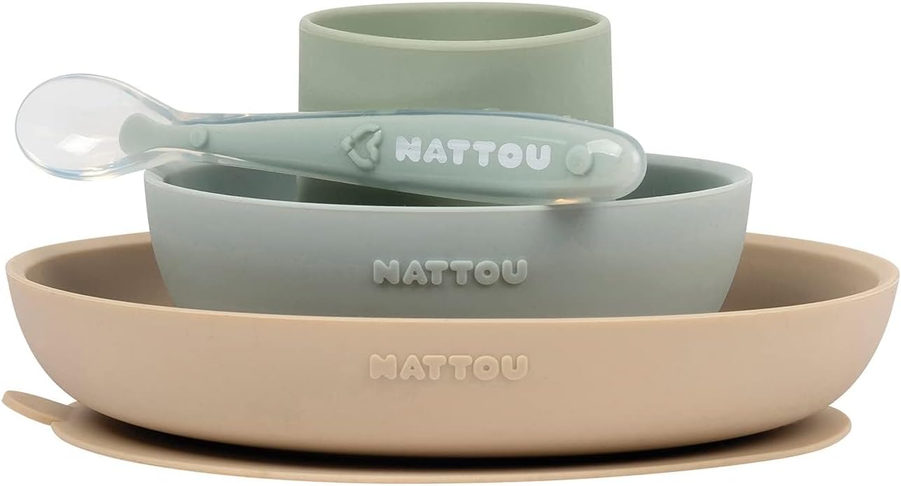13eb4e6d4b277f14a2e1f0d5faee977e Nattou Set 4pz per la pappa verde-sabbia - immagine 1