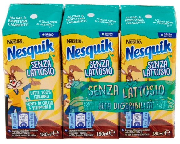 16acea1066a04a8d420f0ff13e56bab6 Nesquik Pronto da bere Senza Lattosio (Ml.180x3) - immagine 1