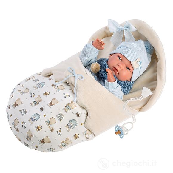 1a43837b66fd4fab42b3079c3d33122b Lloren Bambola Reborn Vinile Nico 40 cm Sacco Nanna Azzurro - immagine 1