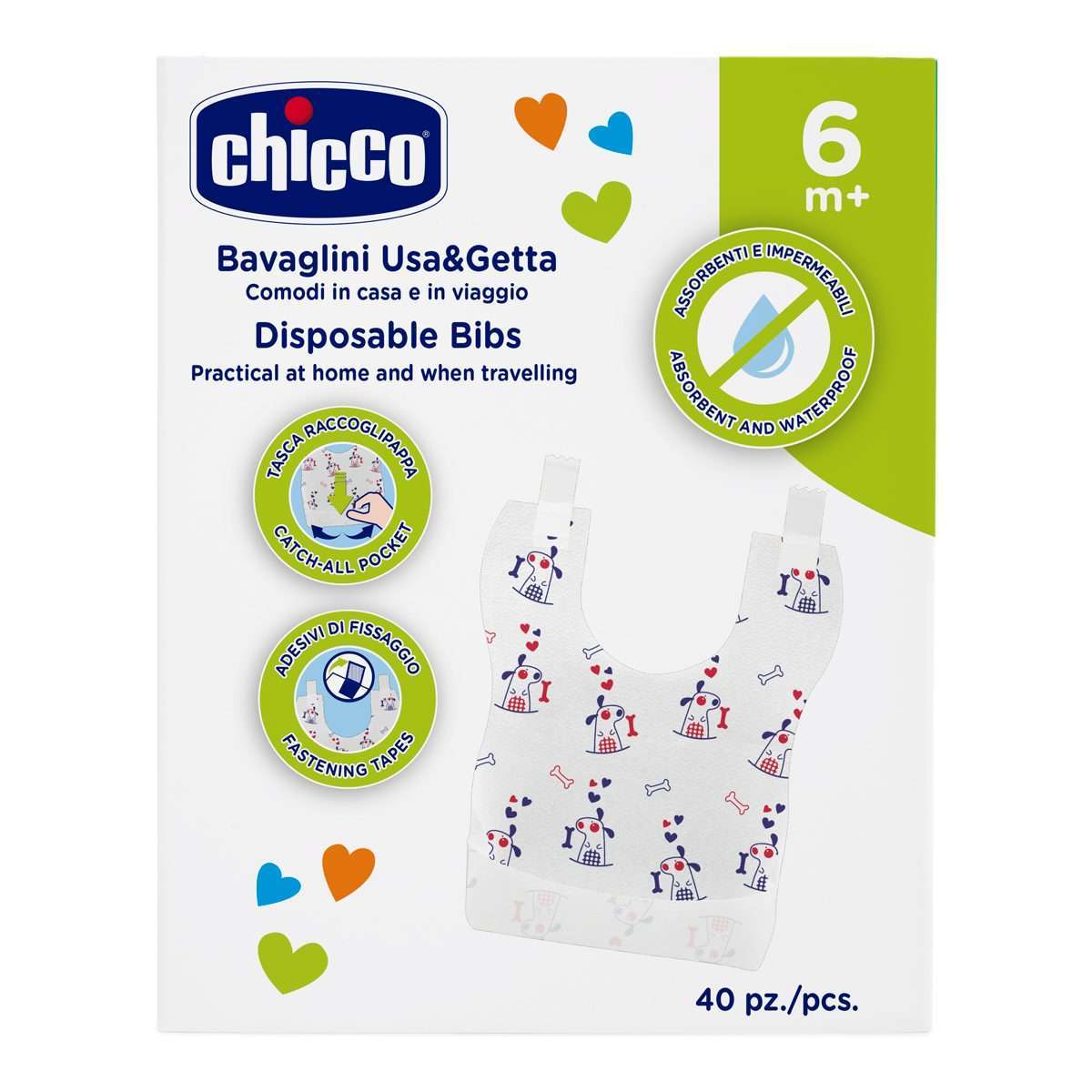 1fe70d5e22782199c26dad42e1dfed3d CHICCO BAVAGLIA MONOUSO 40PZ - immagine 1