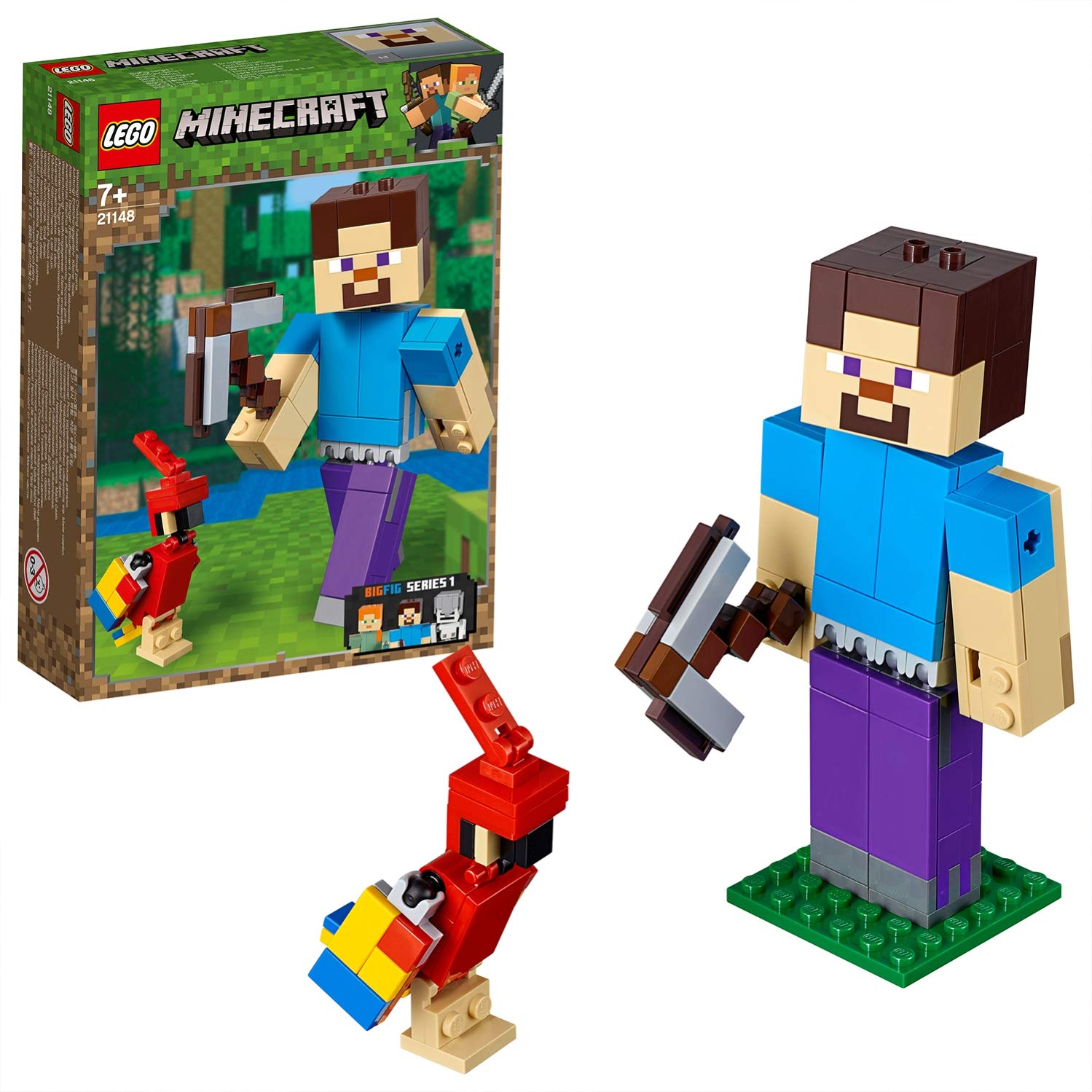 21b70b582db8d2220ae42a56a5ac43c4 Lego Minecraft Maxi-figure Minecraft di Steve con pappagallo - immagine 1