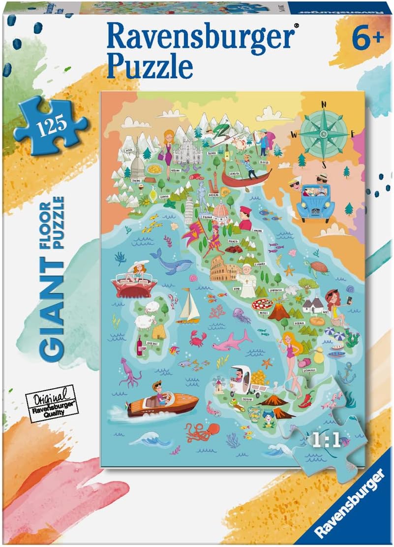 240bb2c622622ff4eac9f9799dea5749 Ravensburger Puzzle 125 pz. Maxi Mappa dell'Italia - immagine 1