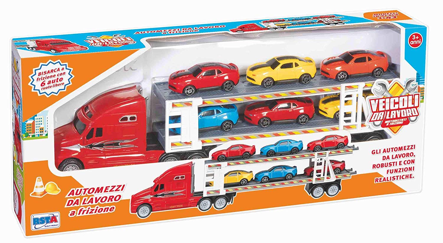 271198a0fe8cd9c6f547d6de22154247 Camion Bisarca Frizione con 6 Auto Rstoys - immagine 1