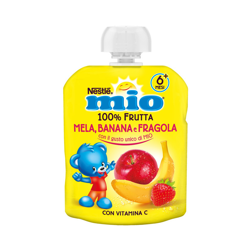 274da89e207acc0216592a6adae31875 Mio Pouch Frutta gr.90 Mela - Banana - Fragola - immagine 1