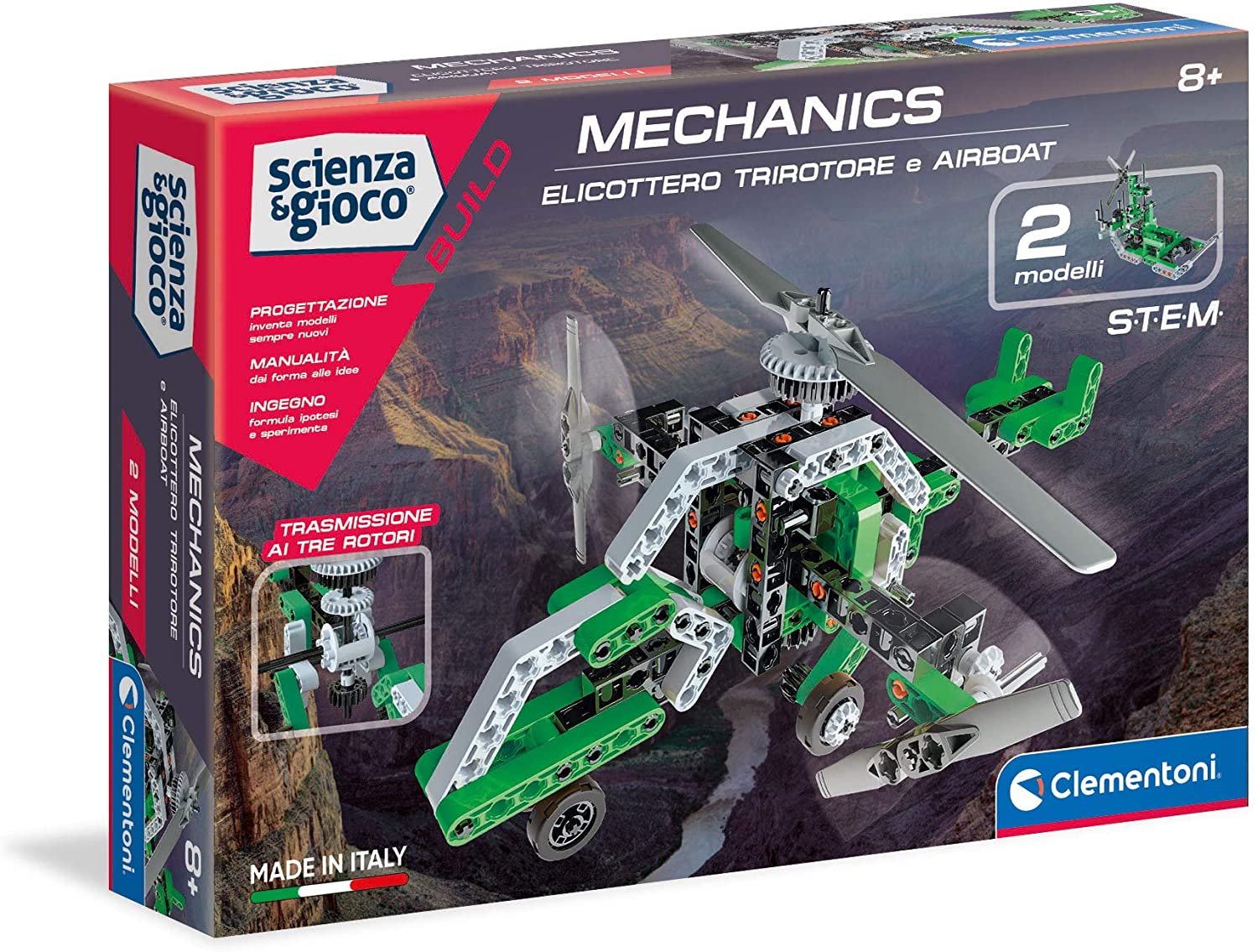 281d829fdfdaf32b349291e8b0b66587 Clementoni Laboratorio di Meccanica Elicottero Trirotore & Airboat - immagine 1