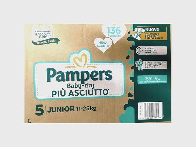 32b3101abfad71e6906dca0a875a0cfa Pampers Baby Dry Jumbo Junior 136 pz. - immagine 1
