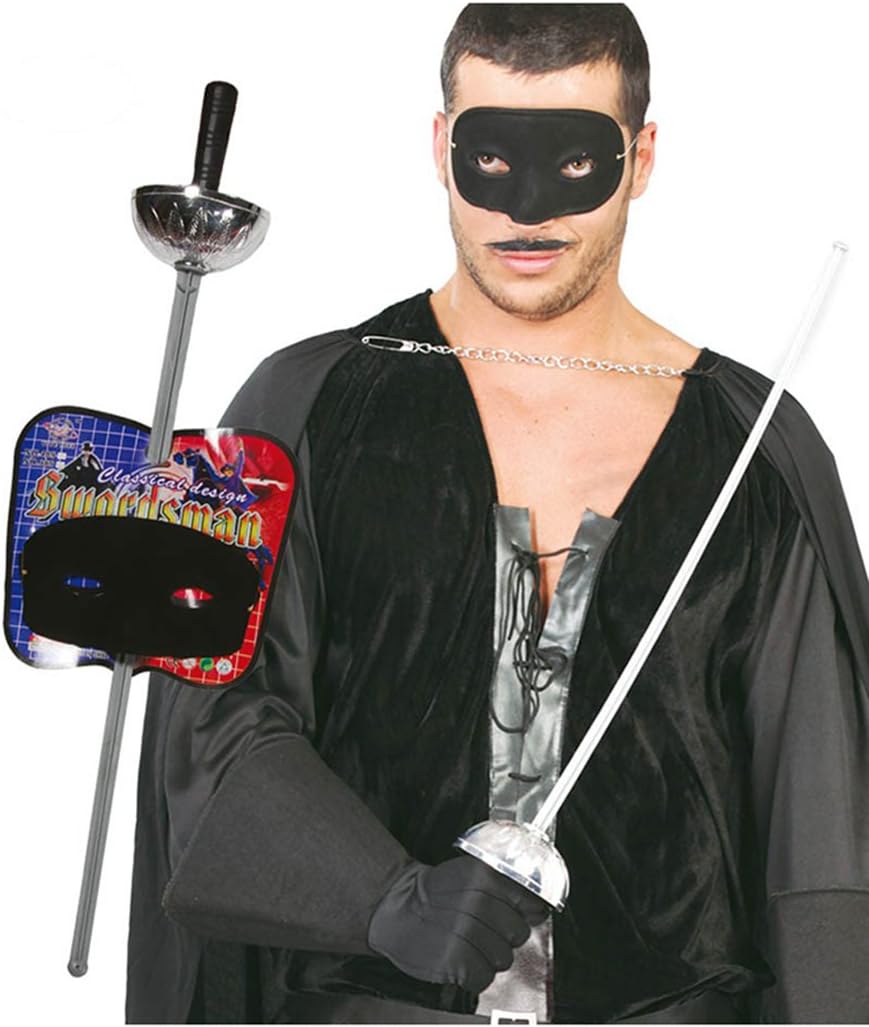 349f5b15b3d85063a2f57ca0b7ea1d44 Set Maschera Zorro e Fioretto Argento 63 cm - immagine 1