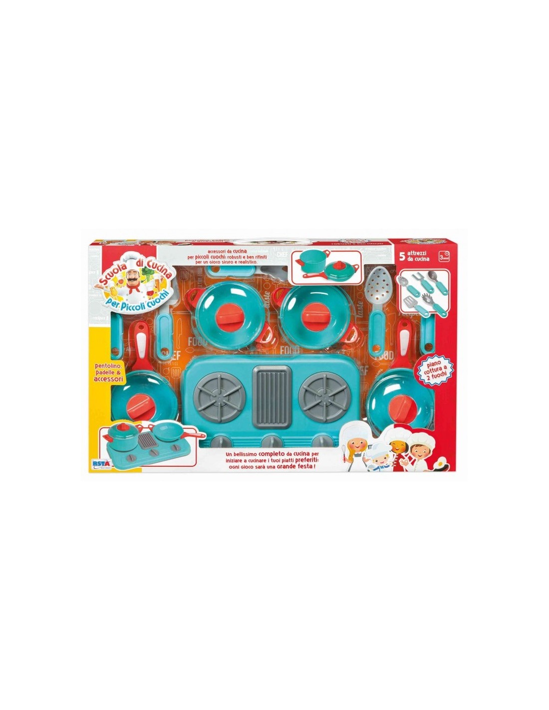 37027e917f58948de5c269c33ba902cc Rstoys Set Fornello Maxi Scuola cucina con Stoviglie - immagine 1