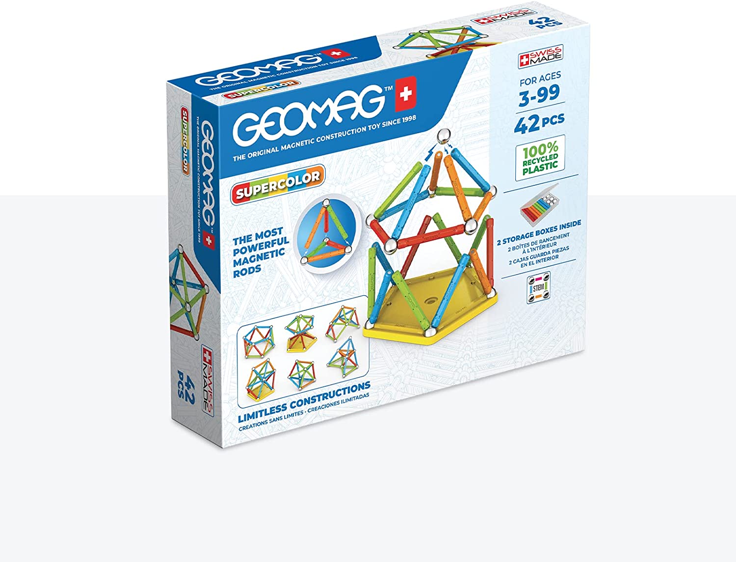 3d5bee236880b775d83ace4b62ead3f5 Geomag Supercolor Panels Recycled 42 pcs - immagine 1