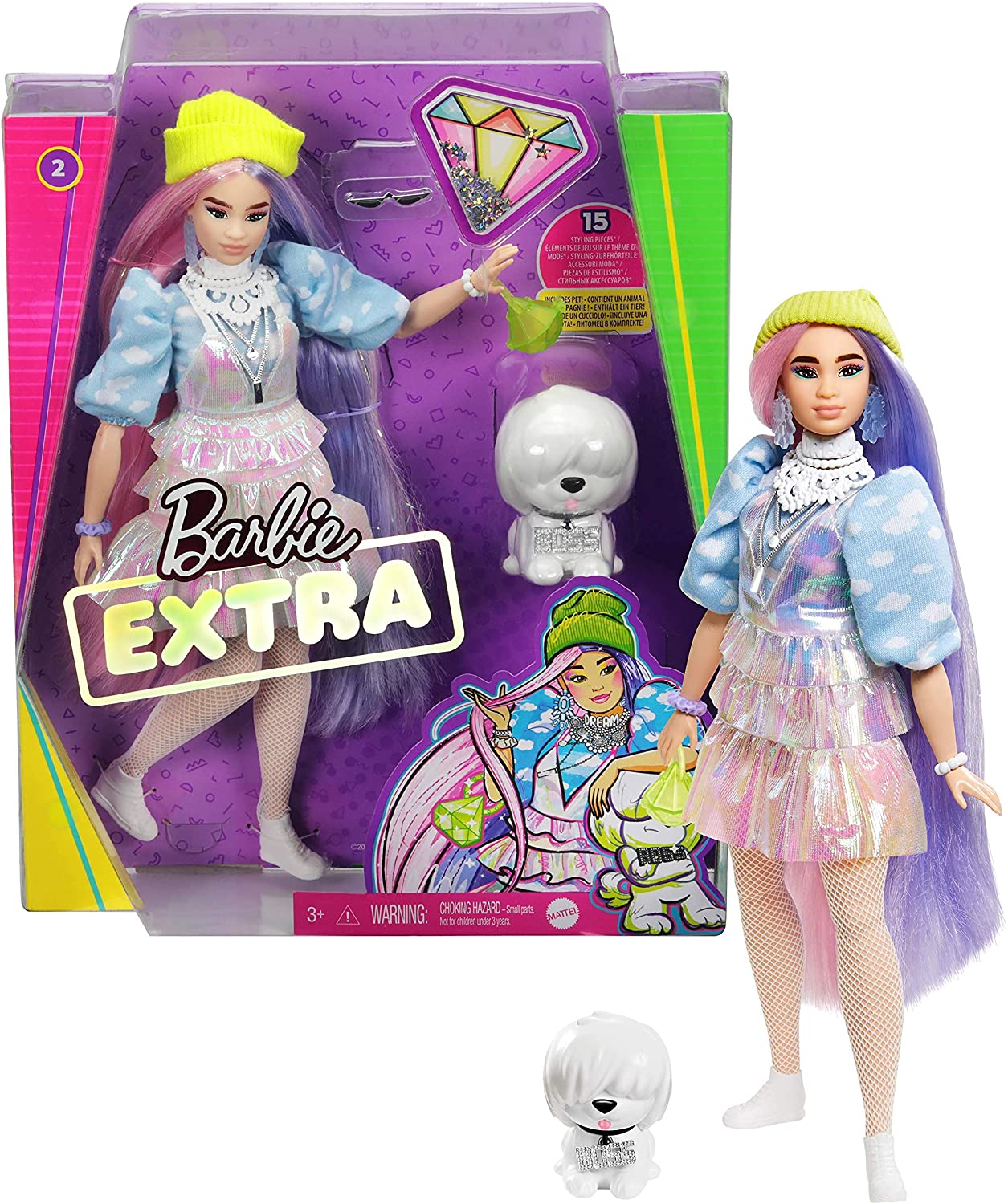 3eb930bfe550d91382b538c98a4f22e3 *Barbie Extra 2 Capelli Viola - immagine 1