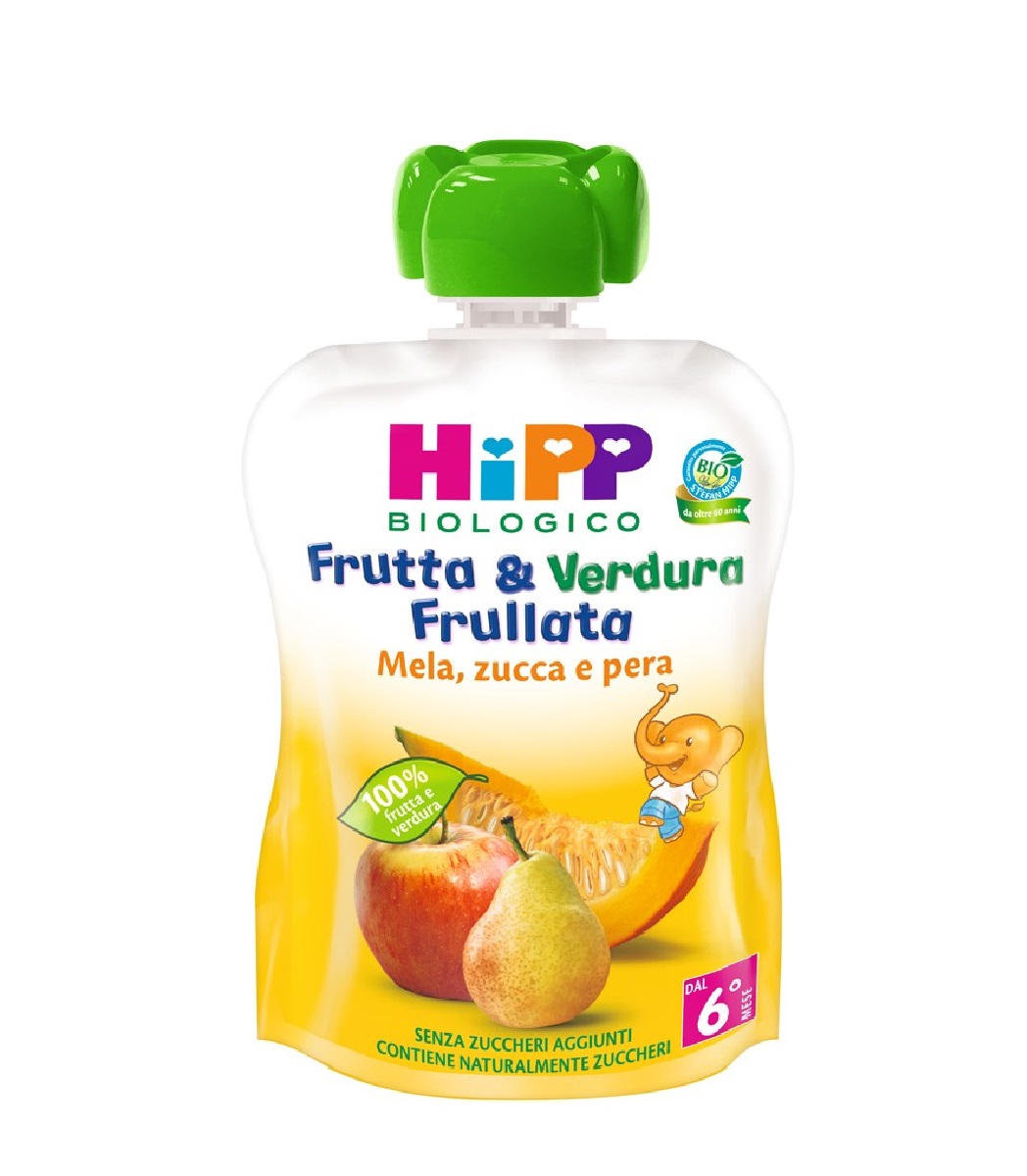 3f68a3eb7b8265e0b70e2ccd62cb9105 Hipp Frutta & Verdura Frullata gr.90 Mela, Zucca e Pera - immagine 1
