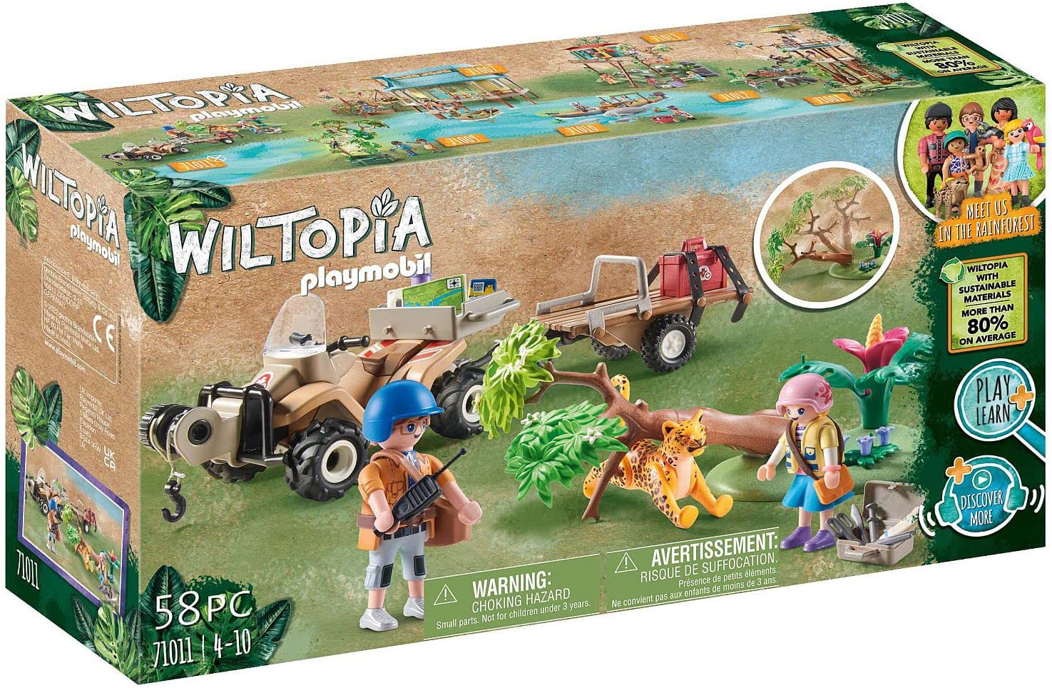 44bdcfd0c75554ad77a1e58423e10a7a PLAYMOBIL WILTOPIA - QUAD DI SOCCORSO ANIMALI DELLA AMAZZONIA - immagine 1