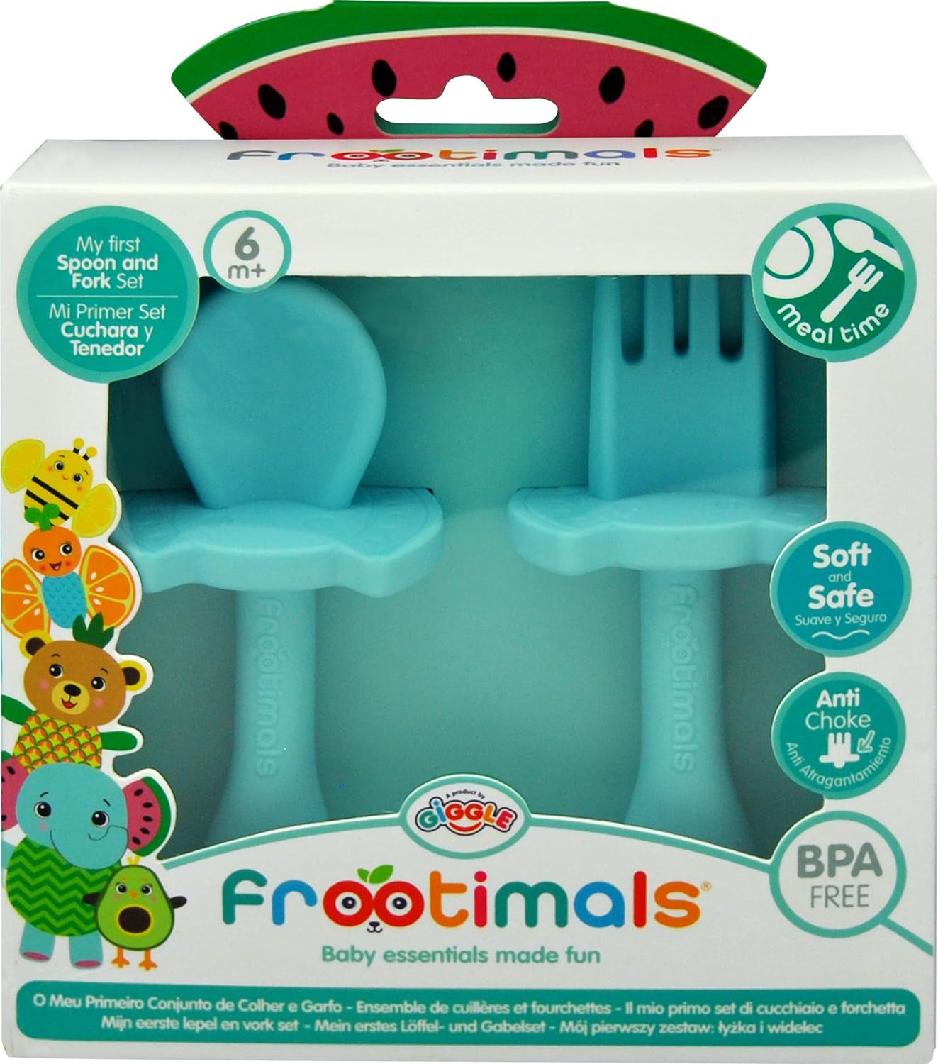 45d20af2f1761fae4f8dd23679dd043a Frootimals Set Melamina Le Mie Prime Posate Azzurro - immagine 1