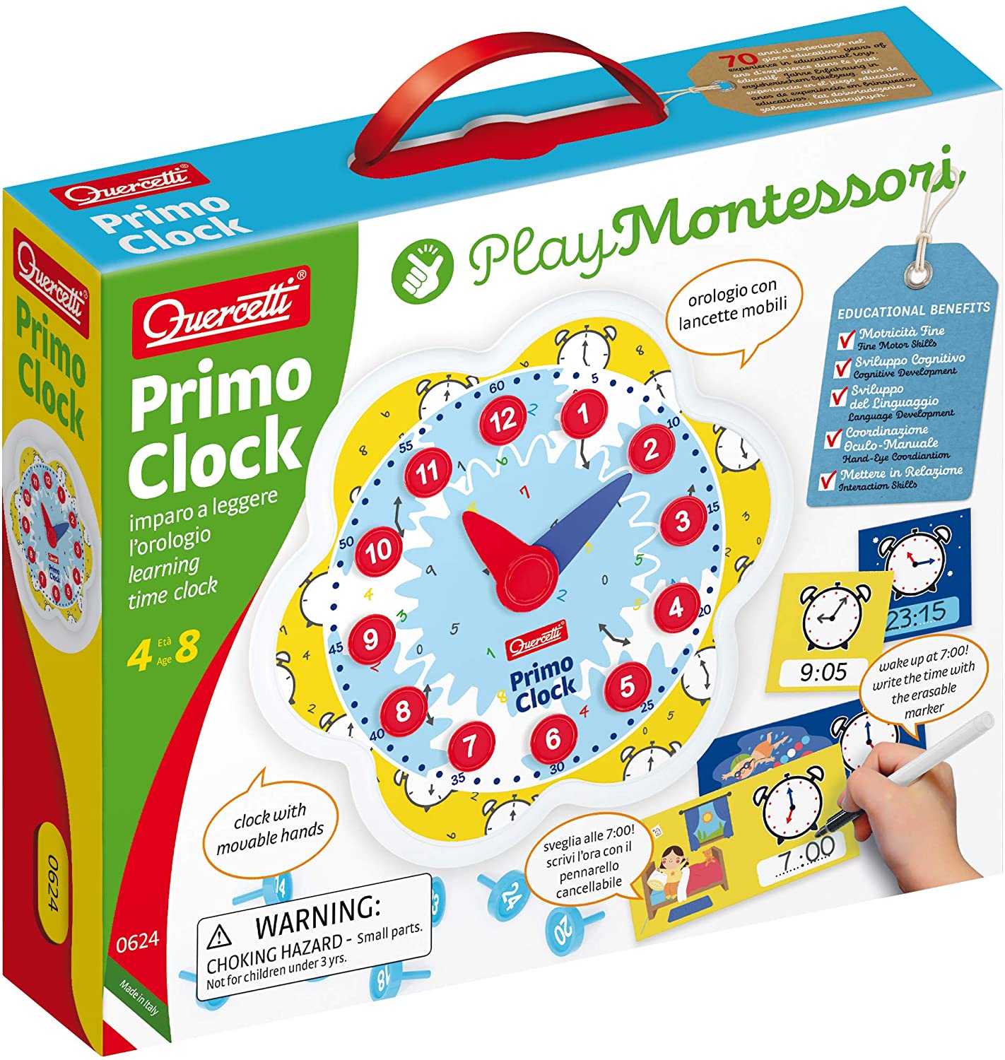 4a85c35296f639a48e1395b71d9b9ef4 Quercetti Play Montessori Primo Clock - Imparo a leggere - immagine 1