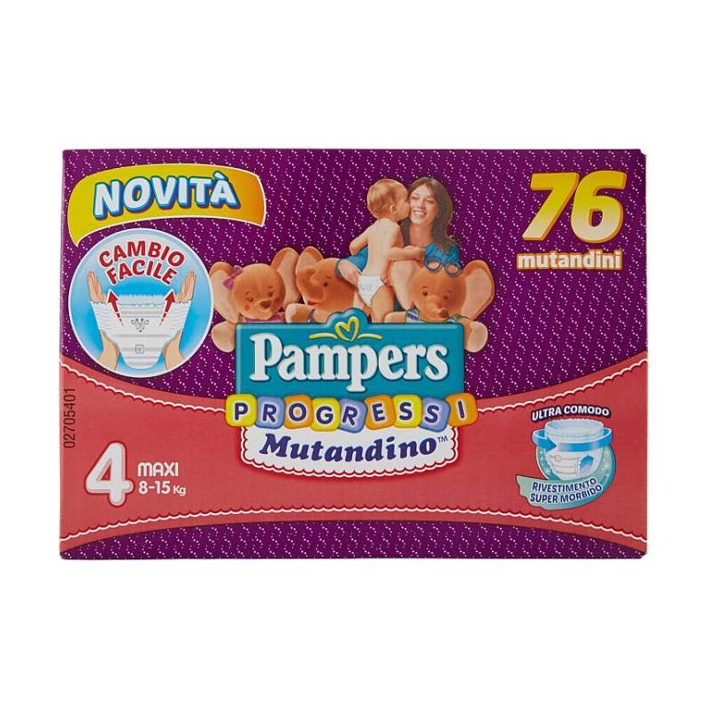 4c5079697145815413509fb759fb7c28 Pampers Quadri Progressi Mutandina MAXI 76 pz - immagine 1