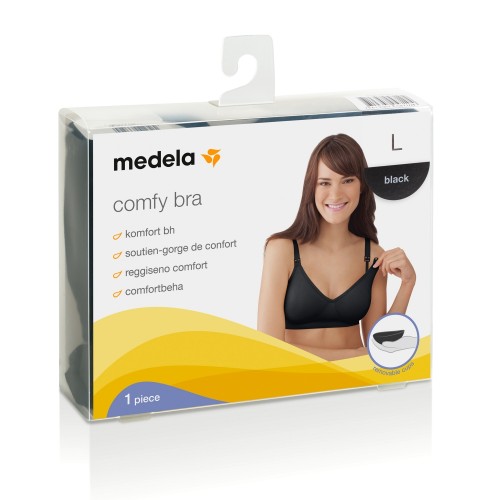 5165ae397de6d361d6954cb1013cda0b Medela Reggiseno Gravidanza e Allattamento Comfy Bra Mis L Nero - immagine 1
