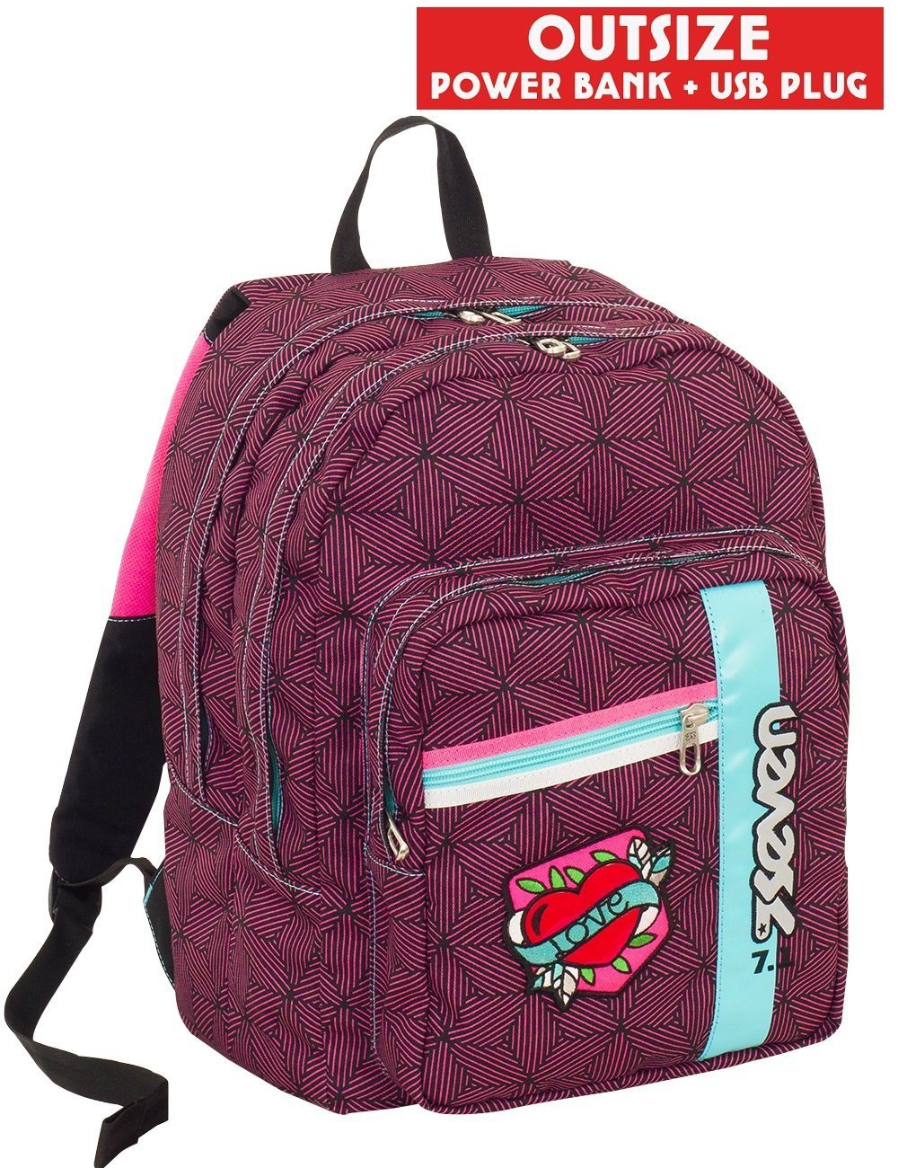 54e5441aada2d474535f42fae26e48f2 ZAINO OUTSIZE SEVEN REBEL GIRL FUXIA FLUO - immagine 1