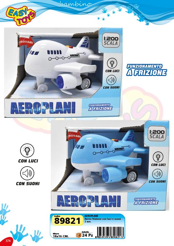 5533f135a19a1bb71ea05a54ba37c88d Easy Toys Aereo a Frizione con Luci e Suoni - immagine 1