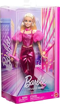 6030c5cf2643d4b74ed14d3b1d76bba9 Barbie Fashionista Deluxe Metallic Bionda con Vestito Rosa - immagine 1