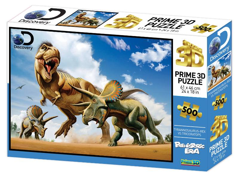 6793fab75c3399c7bebd8cd0c90aba57 Prime 3D Puzzle DISCOVERY: T-rex vsTriceratops 500 pz - immagine 1