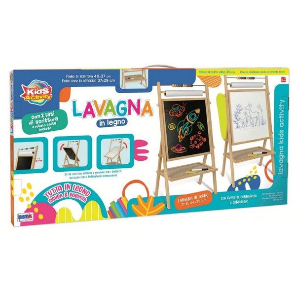 6b4b7a6d0c89b866efebcf6b864ae1c6 RSToys Lavagna in Legno 78x45 con Rotolo Carta 5 mt - immagine 1