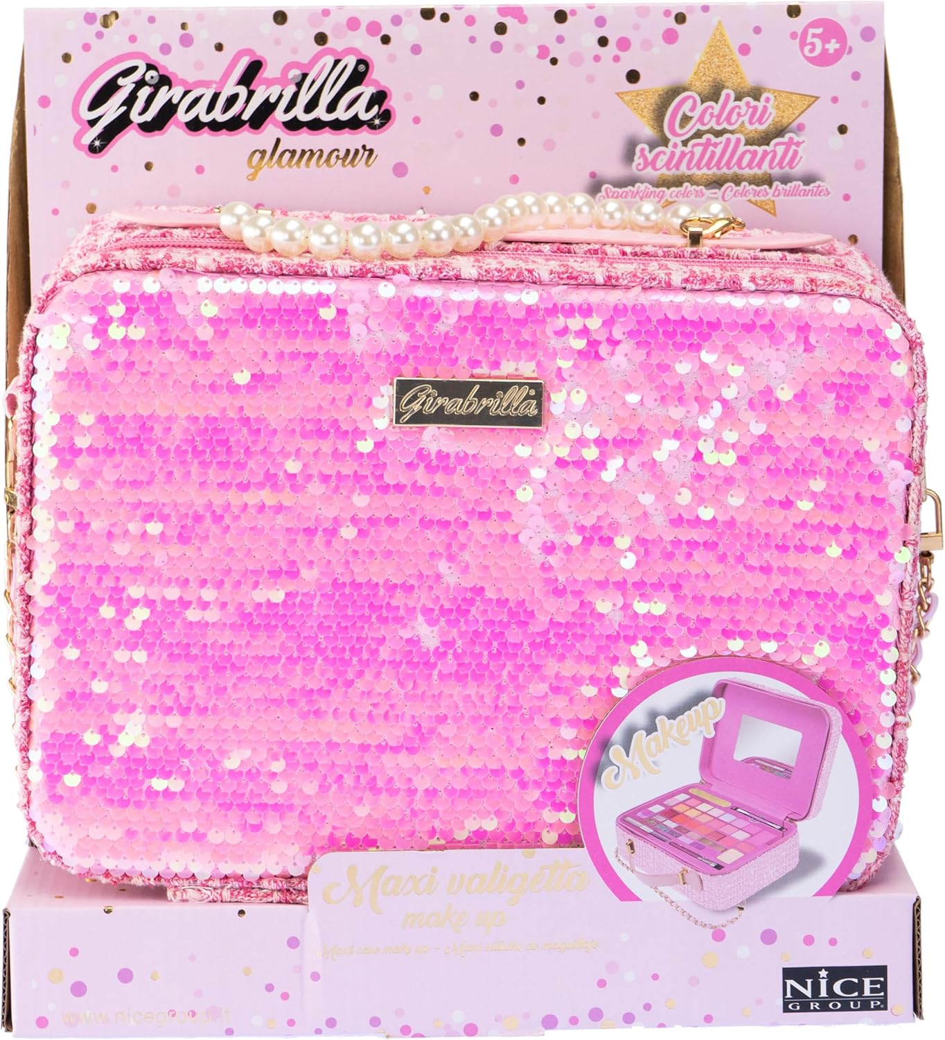6e202bc21cd28da32edebc556a3810c8 Girabrilla Maxi Valigetta Make Up Tweed Case Pink - immagine 1