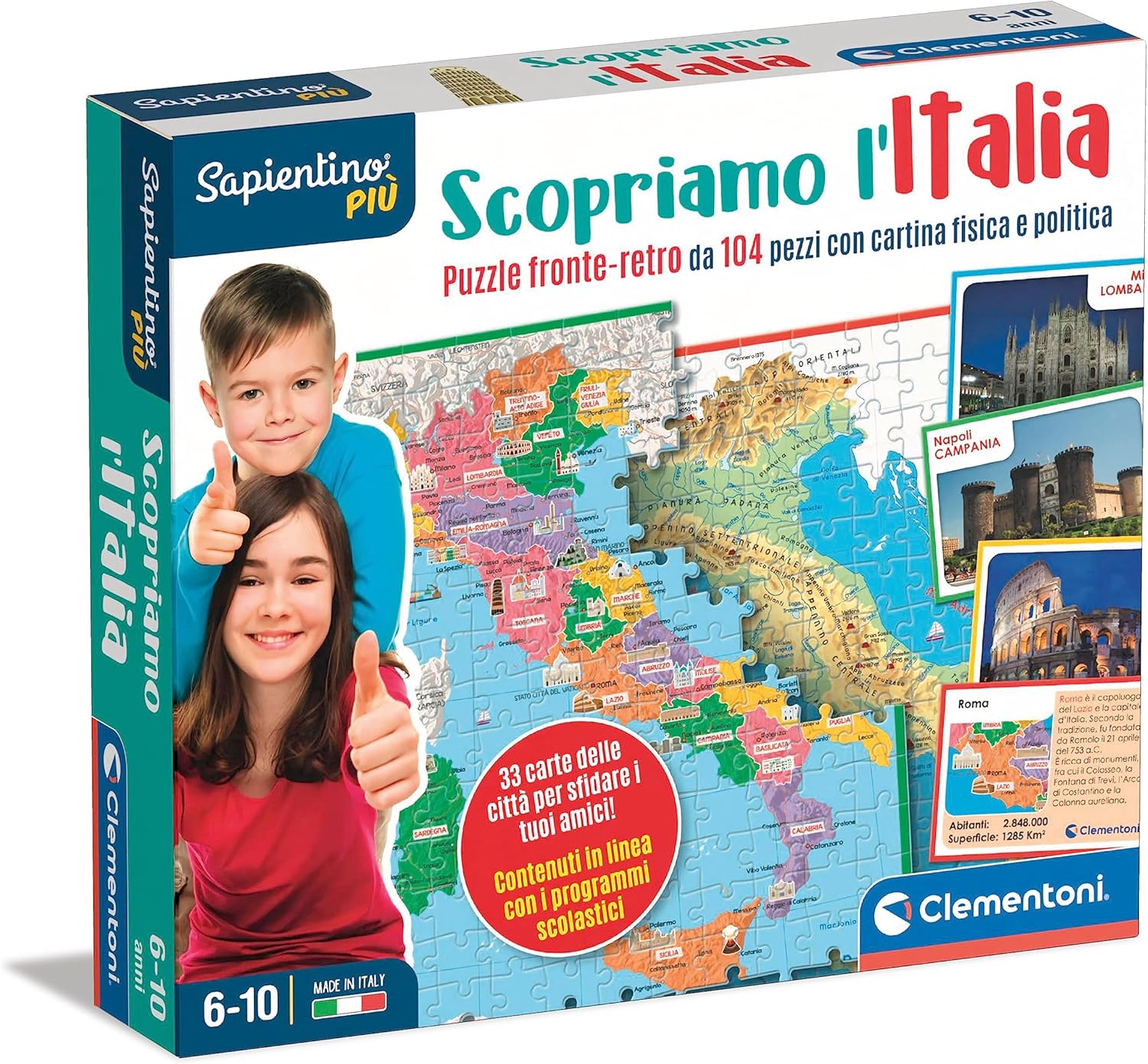 6f71283eb046356aa50a2a17ad0d16c9 Clementoni Sapientino Più - Scopriamo L'Italia - immagine 1