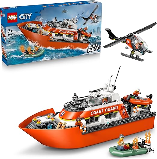 7007c14b652c251a1a2216b4cfa110c4 Lego City Exploration Motoscafo di soccorso ed elicottero della Guardia Costiera - immagine 1