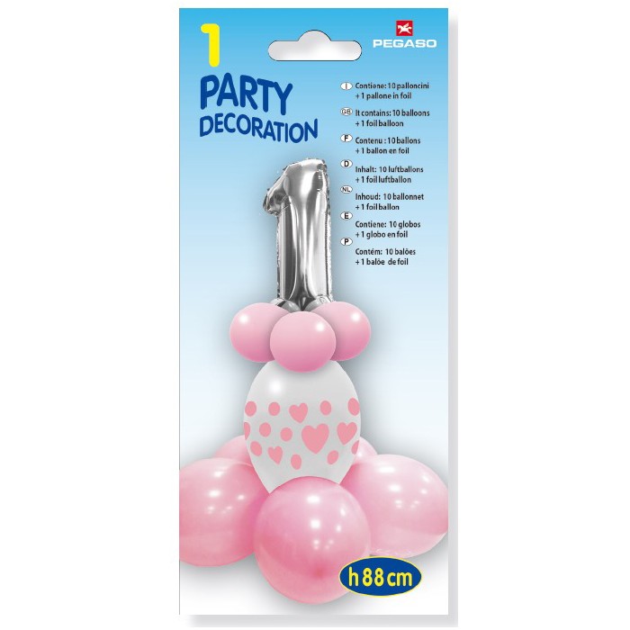 70c20f0c38369dbbc348f5e0184e75f3 Pegaso Palloncini Mini Kit Primo compleanno Rosa - immagine 1