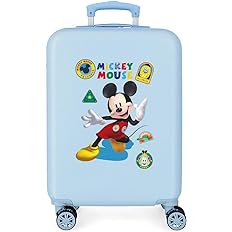 70da7da795bf9041d82484c2b76174ca Trolley Rigido ABS 55cm 4 ruote Mickey All Smile Azzurro - immagine 1