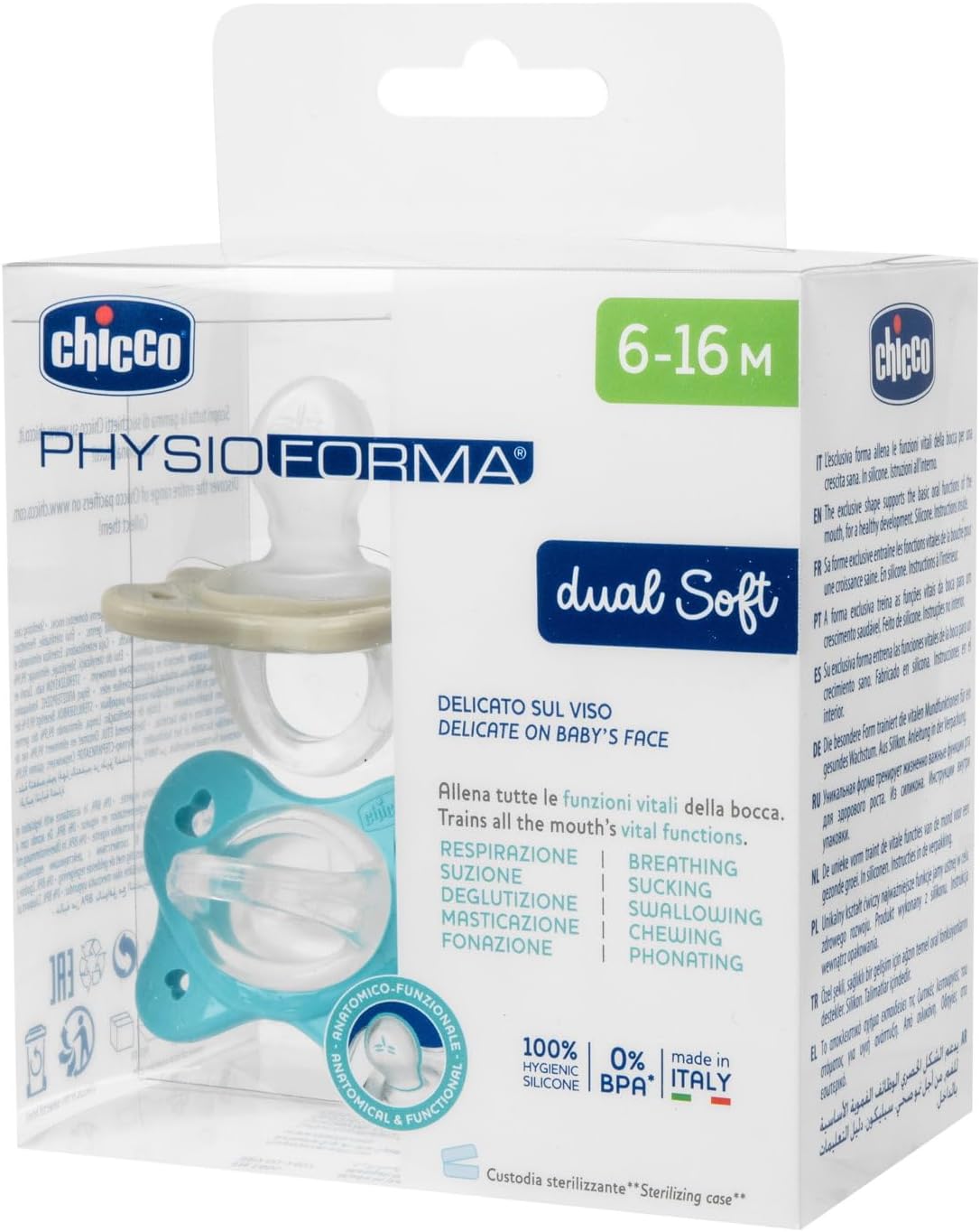 73db7dc368a5db2de3723855cf414131 CHICCO GOMMOTTO PH. DUAL SOFT BLU 6-16M 2PZ - immagine 1