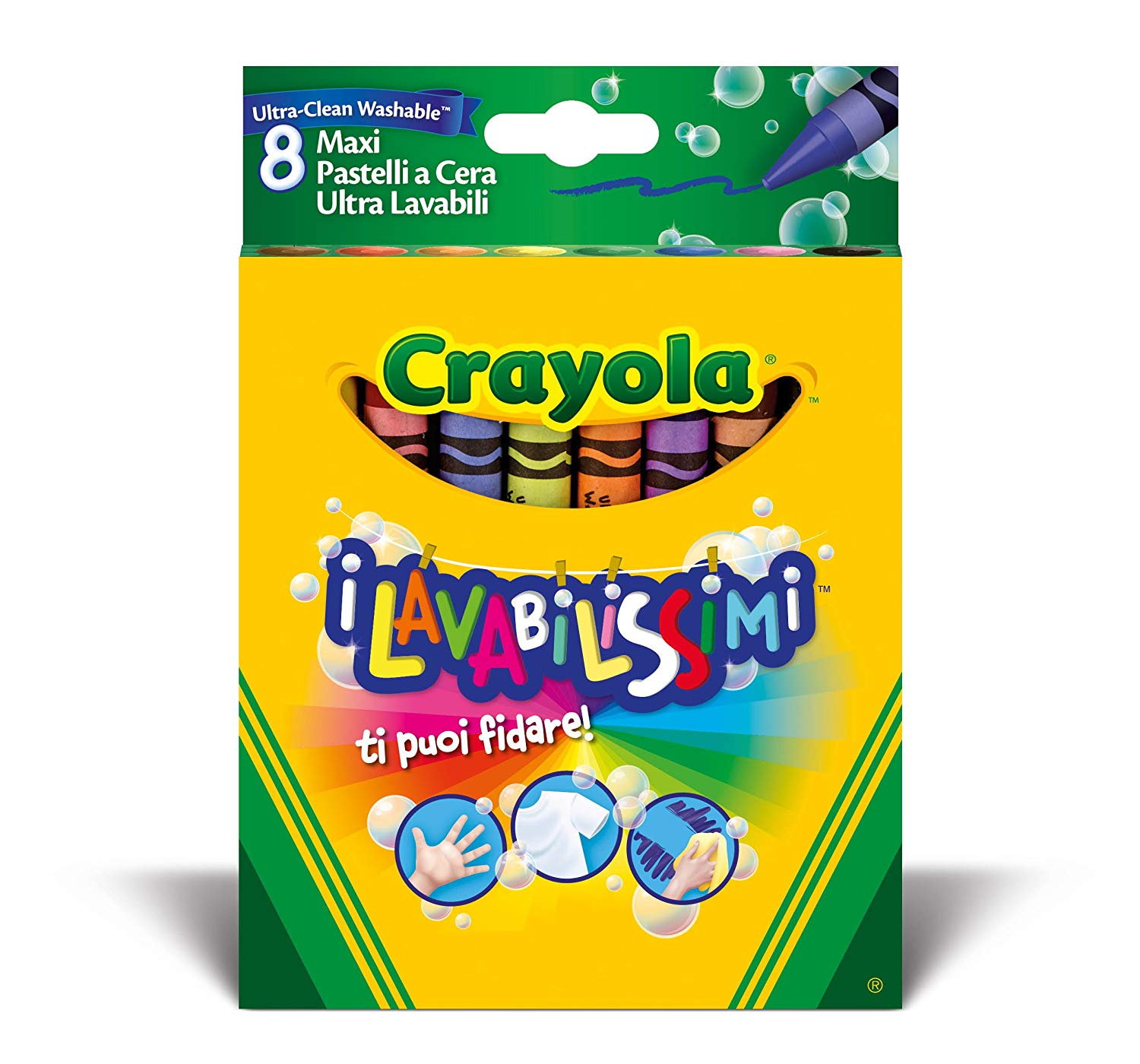 74ced242201d2891ff35243345ba7a2f Crayola Lavabilissimi - 8 Maxi Pastelli - immagine 1