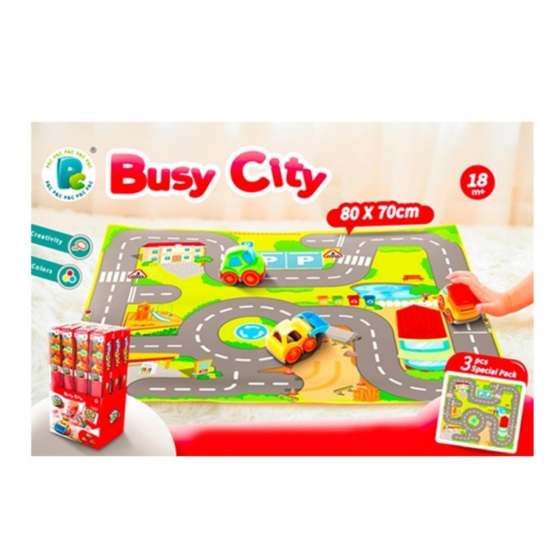 7782cda1284a2d023c2a598b5cddcc33 KiddyGO! Tappeto Città con 3 Veicoli - immagine 1
