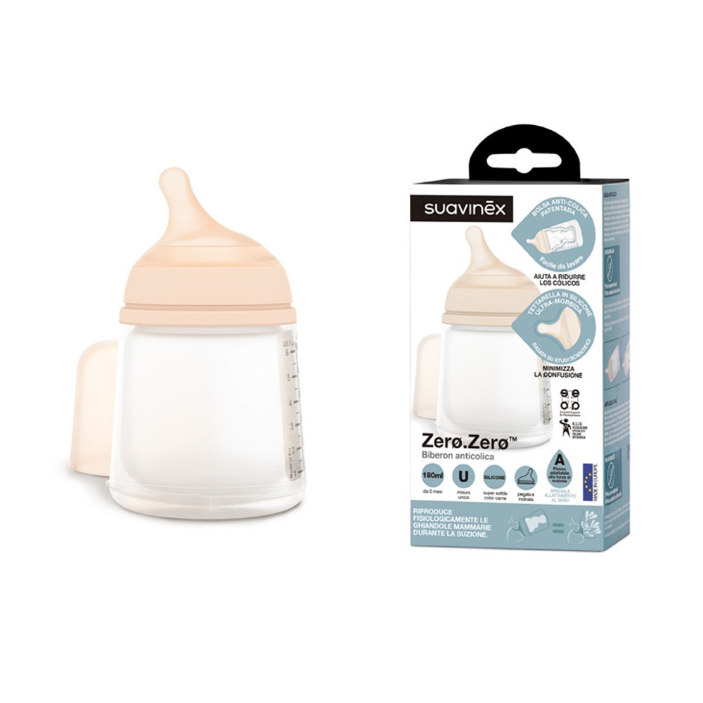 782eacdcd4e54739248a4bd8c658803f Suavinex Zero Zero BIBERON ANTICOLICA 180ml - con tettarella flusso lento / S - immagine 1