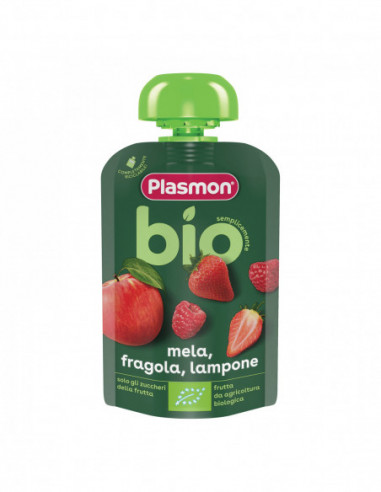 78f0b0aeba915fee0f64795859f04a61 Plasmon Bio Pouch Mela, Fragola e Lampone gr.100 - immagine 1