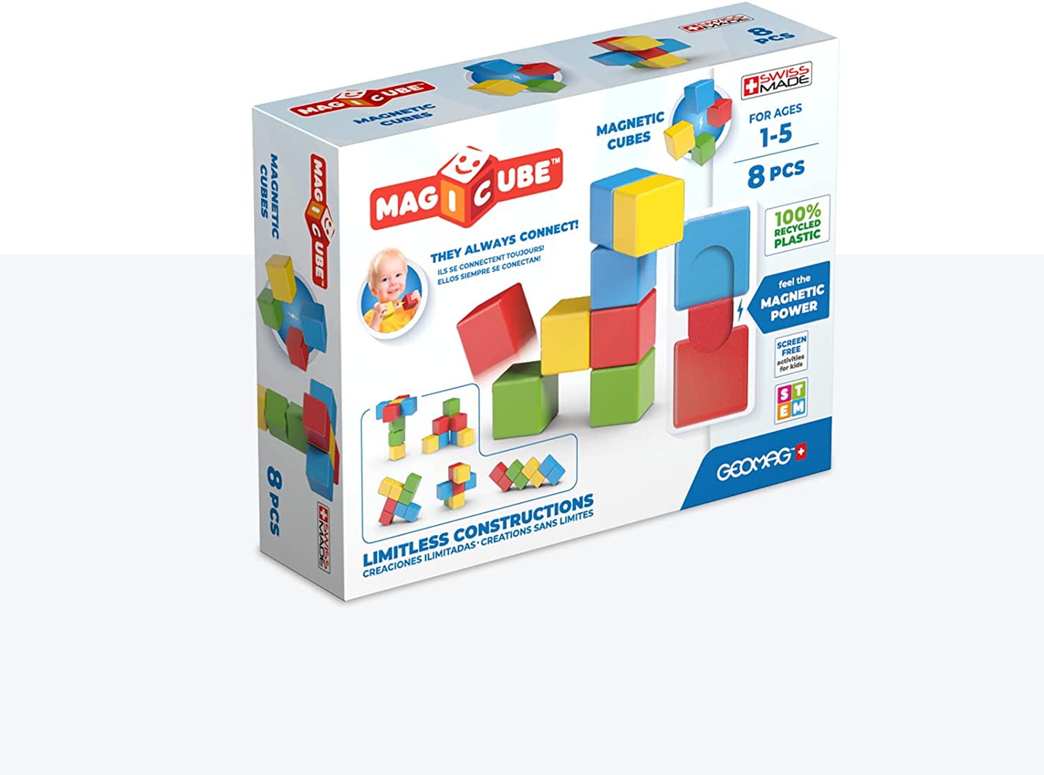 7abb1e7053d4451161e46bce12e8560e Geomag Magicube FullColor Recycled Try me 8 pcs - immagine 1