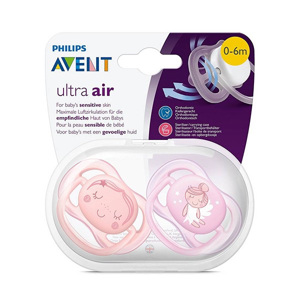 7b49354cac77803cfd8369a030380dc7 Avent 2 Succhietti Ultra Air 0-6m - Femmina Fairy - immagine 1