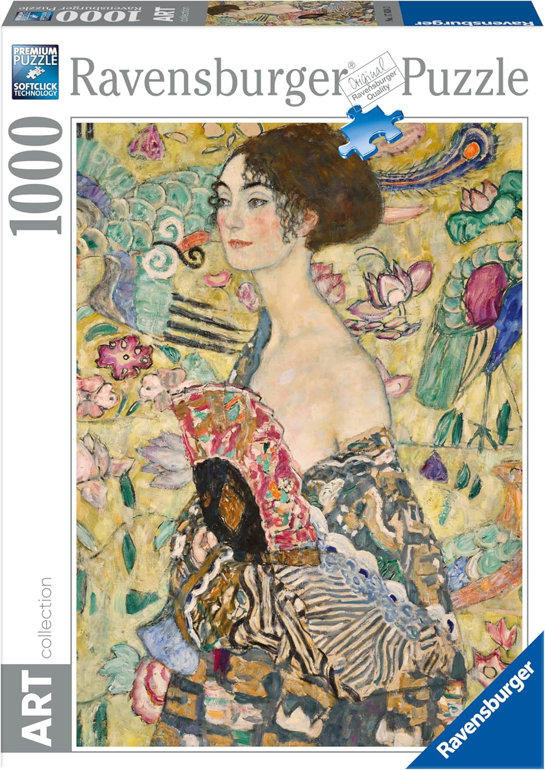 90020db25a87e1527ae49573504ad0a0 Ravensburger Puzzle 1000 pz. Klimt Dama col Ventaglio - immagine 1