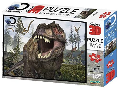 93d5a0fbec5cf76e7834cf4edf1d78c0 Prime 3D Puzzle DISCOVERY: T-Rex Landscape 500pc - immagine 1
