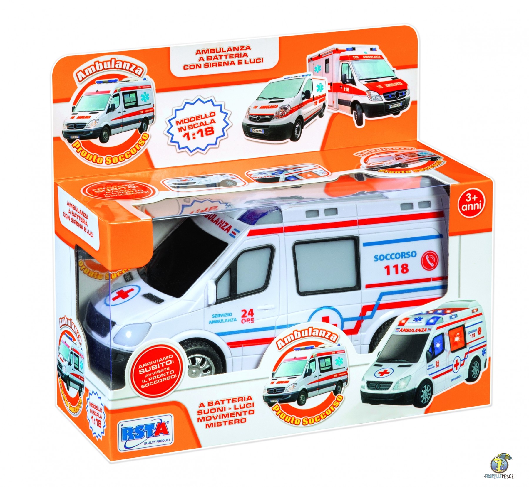 a0067f4a41a9c8a0fc2a89c7ec30a5d3 RSToys Ambulanza a Batteria luci e suoni - immagine 1