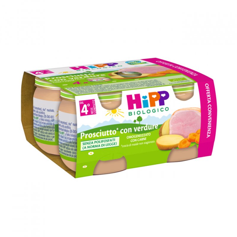 a1cd24d1ce19fac5c7a6ceec6617a29c Hipp Omogeneizzato gr.80x4 Prosciutto con Verdure - immagine 1