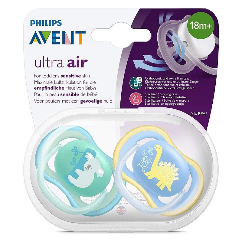 ab0b7cea7776b09609d44c5369805c02 Avent 2 Succhietti ultra air 18m+ Maschio - immagine 1
